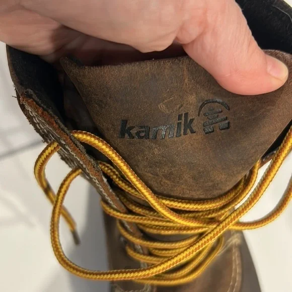 Kamik Evelyn Winter Boot Dark Brown Duck Boot Leather Upper Rubber Sole Wms 8 - Picture 6 of 11